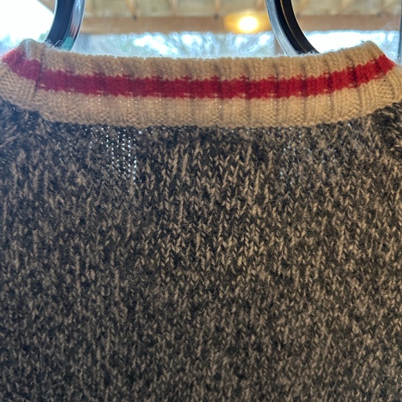 Roots Grey Marled Knit Cardigan with Red Stripe Detail - Picture 10 of 12